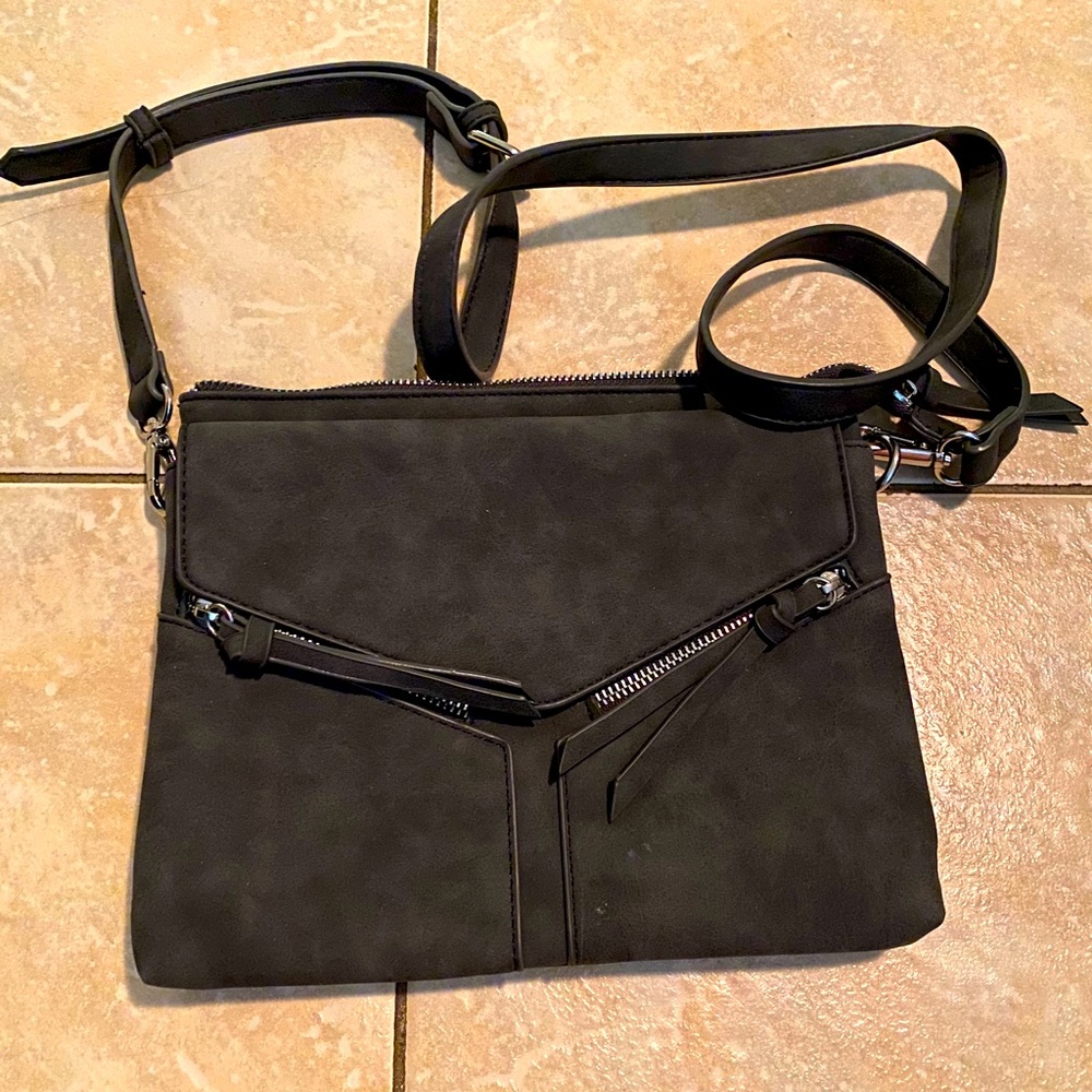 Grey velvet crossbody